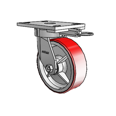 6 Series Kingpinless Casters Top Plate Swivel Caster with 6 x 2 Moldon Polyurethane (Cast Iron Core) Wheel