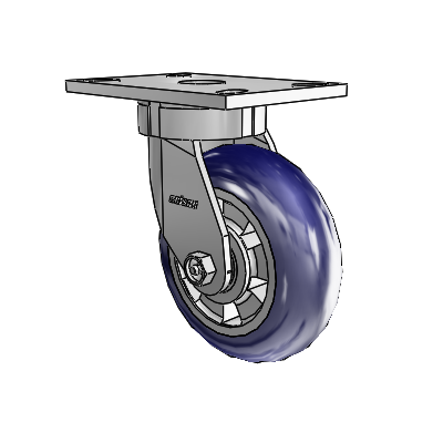 6 Series Kingpinless Casters Top Plate Swivel Caster with 6 x 2 Triumph (Round/Blue) Wheel