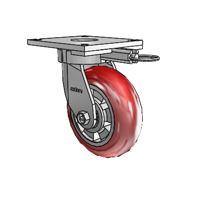 6 Series Kingpinless Casters Top Plate Swivel Caster with 6 x 2 Triumph (Round/Red) Wheel