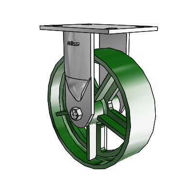 6 Series Casters Top Plate Rigid Zinc Caster with 8 x 2.5 Green Cast Iron Wheel