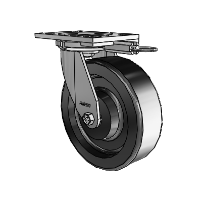 6 Series Casters Top Plate Swivel Zinc Caster with 8 x 2.5 Black Phenolic Wheel