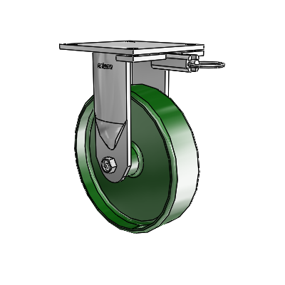 6 Series Kingpinless Casters Top Plate Rigid Caster with 8 x 2 Cast Iron Wheel
