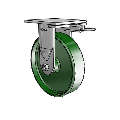 6 Series Kingpinless Casters Top Plate Rigid Caster with 8 x 2 Cast Iron Wheel