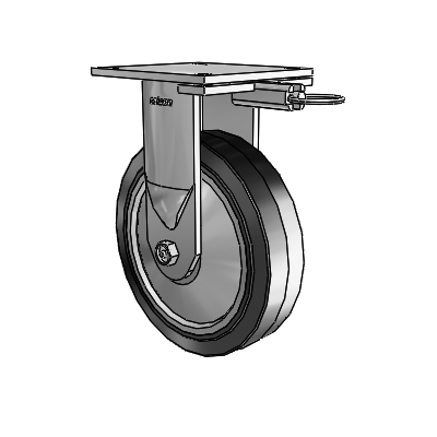 6 Series Kingpinless Casters Top Plate Rigid Caster with 8 x 2 Performa Rubber (Flat/Black) Wheel
