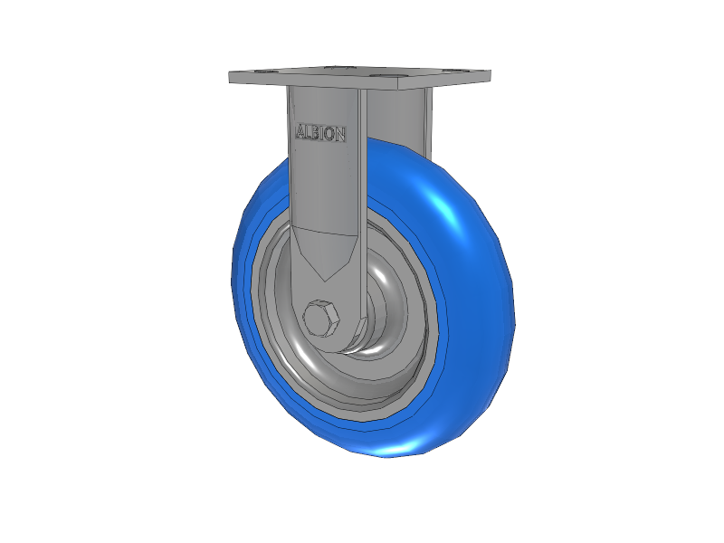 16 Series Top Plate Rigid Caster with 8 x 2 Blue Tread on Aluminum Core NP - Neoprene Round (Aluminum Core) Wheel