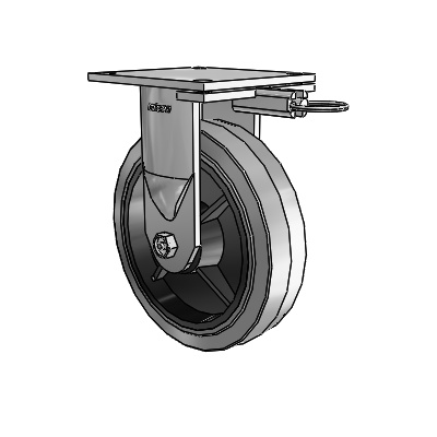 6 Series Kingpinless Casters Top Plate Rigid Caster with 8 x 2 Performa Rubber (Flat/Conductive) Wheel