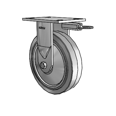 6 Series Kingpinless Casters Top Plate Rigid Caster with 8 x 2 Performa Rubber (Flat/Grey) Wheel