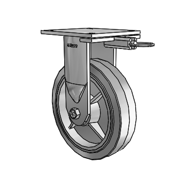 6 Series Kingpinless Casters Top Plate Rigid Caster with 8 x 2 Performa Rubber (Flat/Grey) Wheel
