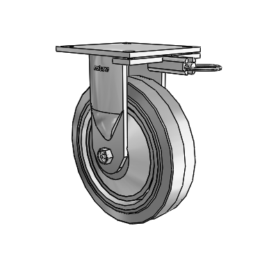 6 Series Kingpinless Casters Top Plate Rigid Caster with 8 x 2 Performa Rubber (Flat/Grey) Wheel