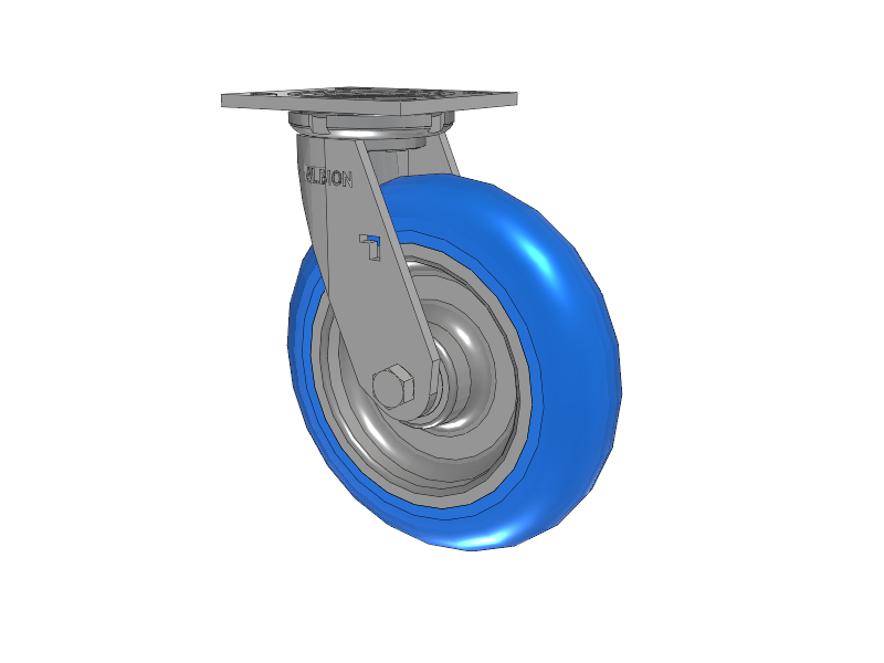 16 Series Top Plate Swivel Caster with 8 x 2 Blue Tread on Aluminum Core NP - Neoprene Round (Aluminum Core) Wheel