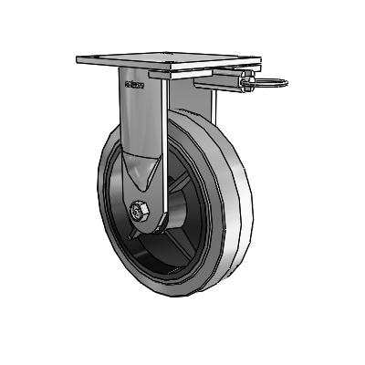 6 Series Kingpinless Casters Top Plate Rigid Caster with 8 x 2 Performa Rubber (Flat/Conductive) Wheel