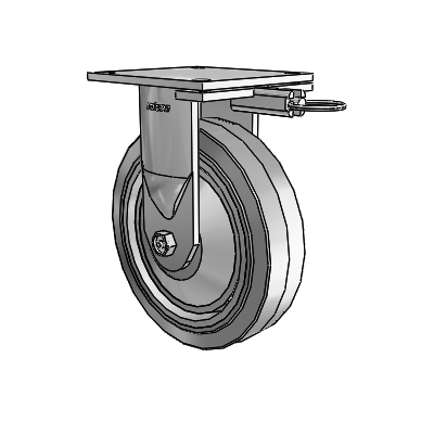 6 Series Kingpinless Casters Top Plate Rigid Caster with 8 x 2 Performa Rubber (Flat/Grey) Wheel