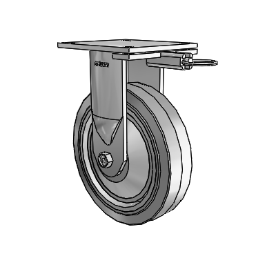 6 Series Kingpinless Casters Top Plate Rigid Caster with 8 x 2 Performa Rubber (Flat/Grey) Wheel
