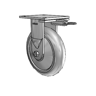 6 Series Kingpinless Casters Top Plate Rigid Caster with 8 x 2 Performa Rubber (Round/Grey) Wheel