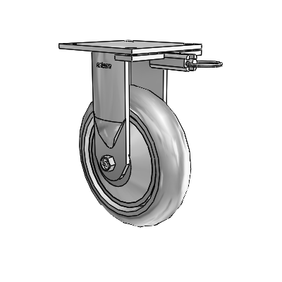 6 Series Kingpinless Casters Top Plate Rigid Caster with 8 x 2 Performa Rubber (Round/Grey) Wheel