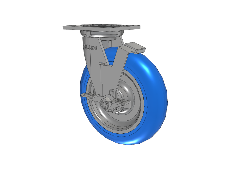 16 Series Top Plate Swivel Caster with 8 x 2 Blue Tread on Aluminum Core NP - Neoprene Round (Aluminum Core) Wheel and Face Brake