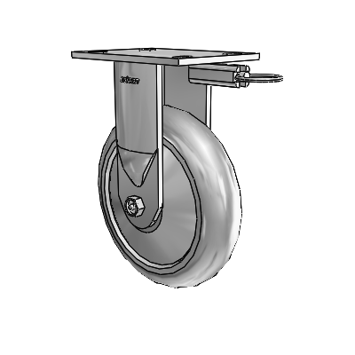 6 Series Kingpinless Casters Top Plate Rigid Caster with 8 x 2 Performa Rubber (Round/Grey) Wheel