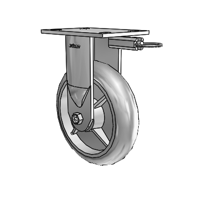6 Series Kingpinless Casters Top Plate Rigid Caster with 8 x 2 Performa Rubber (Round/Grey) Wheel