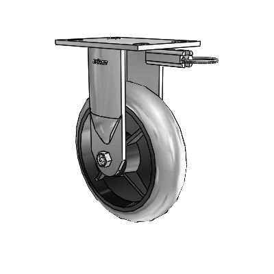 6 Series Kingpinless Casters Top Plate Rigid Caster with 8 x 2 Performa Rubber (Round/Conductive) Wheel