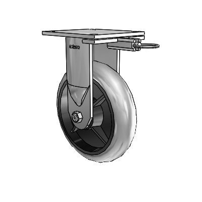 6 Series Kingpinless Casters Top Plate Rigid Caster with 8 x 2 Performa Rubber (Round/Conductive) Wheel