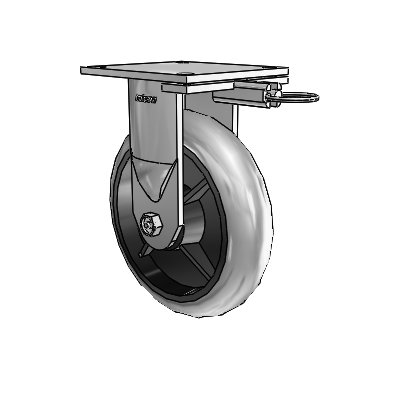 6 Series Kingpinless Casters Top Plate Rigid Caster with 8 x 2 Performa Rubber (Round/Conductive) Wheel