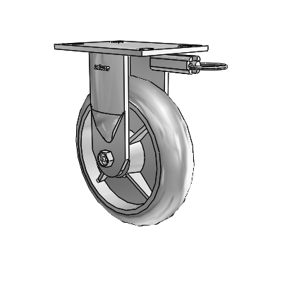 6 Series Kingpinless Casters Top Plate Rigid Caster with 8 x 2 Performa Rubber (Round/Grey) Wheel