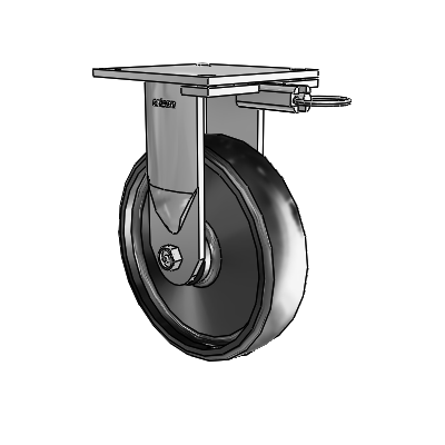 6 Series Kingpinless Casters Top Plate Rigid Caster with 8 x 2 Endura Solid Elastomer Wheel