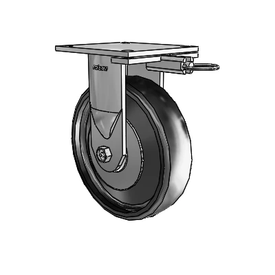 6 Series Kingpinless Casters Top Plate Rigid Caster with 8 x 2 Endura Solid Elastomer Wheel