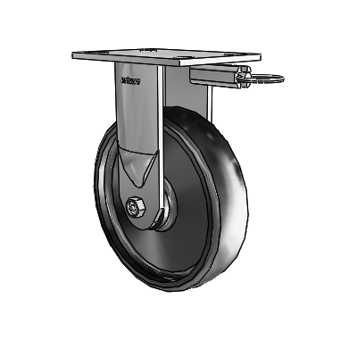 6 Series Kingpinless Casters Top Plate Rigid Caster with 8 x 2 Endura Solid Elastomer Wheel