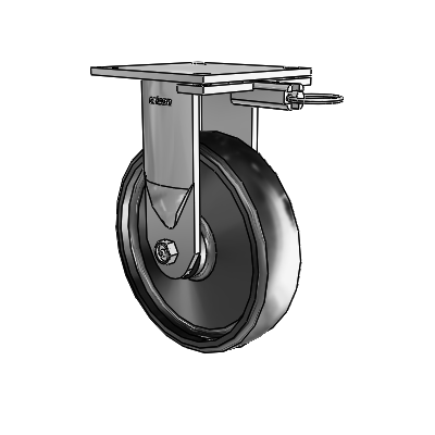 6 Series Kingpinless Casters Top Plate Rigid Caster with 8 x 2 Endura Solid Elastomer Wheel