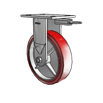 6 Series Kingpinless Casters Top Plate Rigid Caster with 8 x 2 Polyurethane HI-TECH Wheel