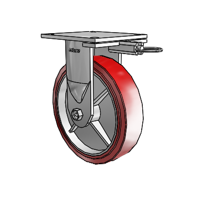 6 Series Kingpinless Casters Top Plate Rigid Caster with 8 x 2 Polyurethane HI-TECH Wheel