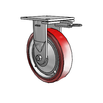 6 Series Kingpinless Casters Top Plate Rigid Caster with 8 x 2 Polyurethane HI-TECH Wheel