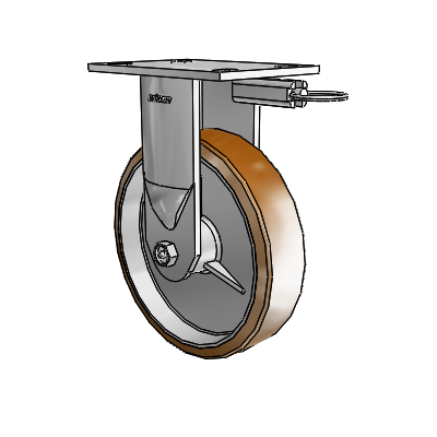 6 Series Kingpinless Casters Top Plate Rigid Caster with 8 x 2 Moldon Nylon (Aluminum Core) Wheel