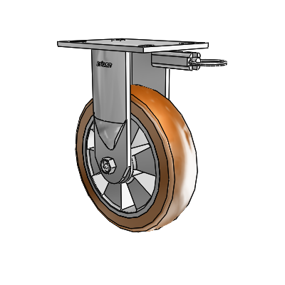 6 Series Kingpinless Casters Top Plate Rigid Caster with 8 x 2 Triumph (Crown/Brown) Wheel