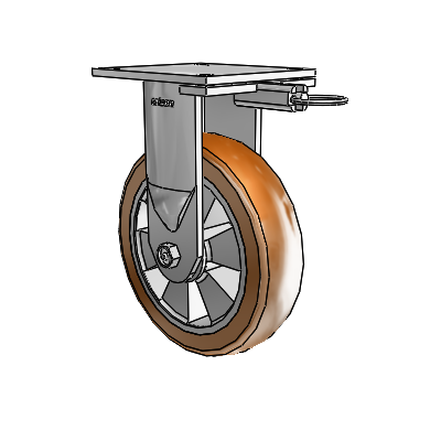 6 Series Kingpinless Casters Top Plate Rigid Caster with 8 x 2 Triumph (Crown/Brown) Wheel