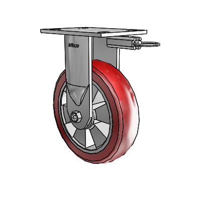6 Series Kingpinless Casters Top Plate Rigid Caster with 8 x 2 Triumph (Crown/Red) Wheel