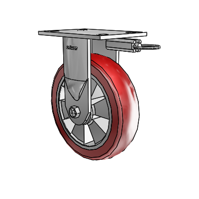 6 Series Kingpinless Casters Top Plate Rigid Caster with 8 x 2 Triumph (Crown/Red) Wheel