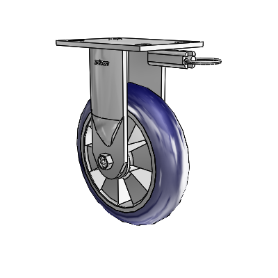 6 Series Kingpinless Casters Top Plate Rigid Caster with 8 x 2 Triumph (Round/Blue) Wheel