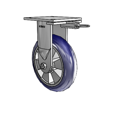 6 Series Kingpinless Casters Top Plate Rigid Caster with 8 x 2 Triumph (Round/Blue) Wheel