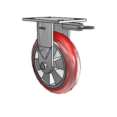 6 Series Kingpinless Casters Top Plate Rigid Caster with 8 x 2 Triumph (Round/Red) Wheel