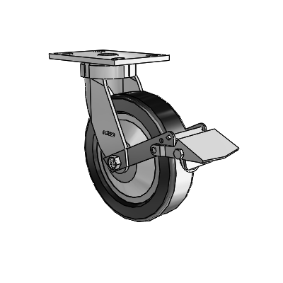6 Series Kingpinless Casters Top Plate Swivel Caster with 8 x 2 Phenolic Wheel and Tread Lock Brake