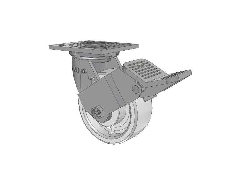 16 Series Top Plate Swivel Caster with 5 x 2 White Nylon NW - White Nylon Wheel and Face Brake
