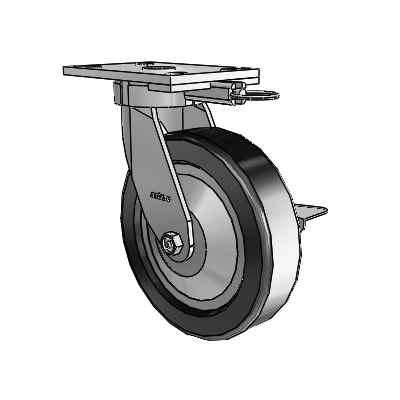 6 Series Kingpinless Casters Top Plate Swivel Caster with 8 x 2 Phenolic Wheel and Side Lock Brake