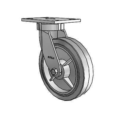 6 Series Kingpinless Casters Top Plate Swivel Caster with 8 x 2 Performa Rubber (Flat/Grey) Wheel