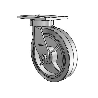 6 Series Kingpinless Casters Top Plate Swivel Caster with 8 x 2 Performa Rubber (Flat/Grey) Wheel