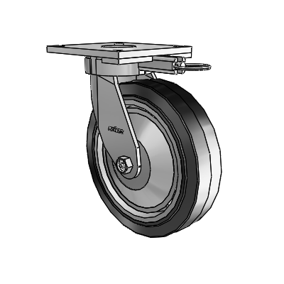 Roulettes de la série 6 sans pivot central – Roulette pivotante à plaque supérieure avec roue en caoutchouc Performa 8 x 2 (plate/noire)