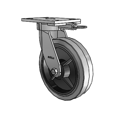 6 Series Kingpinless Casters Top Plate Swivel Caster with 8 x 2 Performa Rubber (Flat/Conductive) Wheel