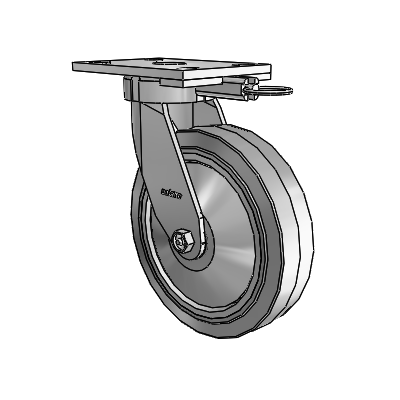 6 Series Kingpinless Casters Top Plate Swivel Caster with 8 x 2 Performa Rubber (Flat/Grey) Wheel