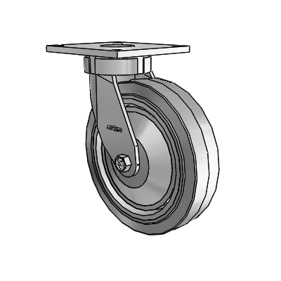 6 Series Kingpinless Casters Top Plate Swivel Caster with 8 x 2 Performa Rubber (Flat/Grey) Wheel